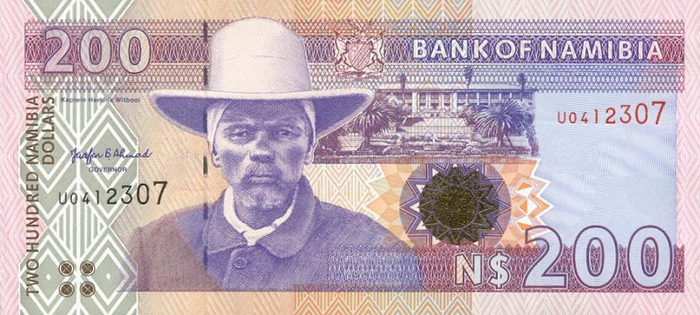 Лицевая сторона банкноты Намибии номиналом 200 Долларов