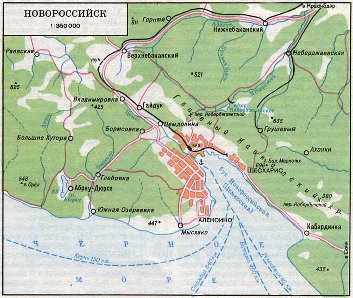 Подробная карта Новороссийска