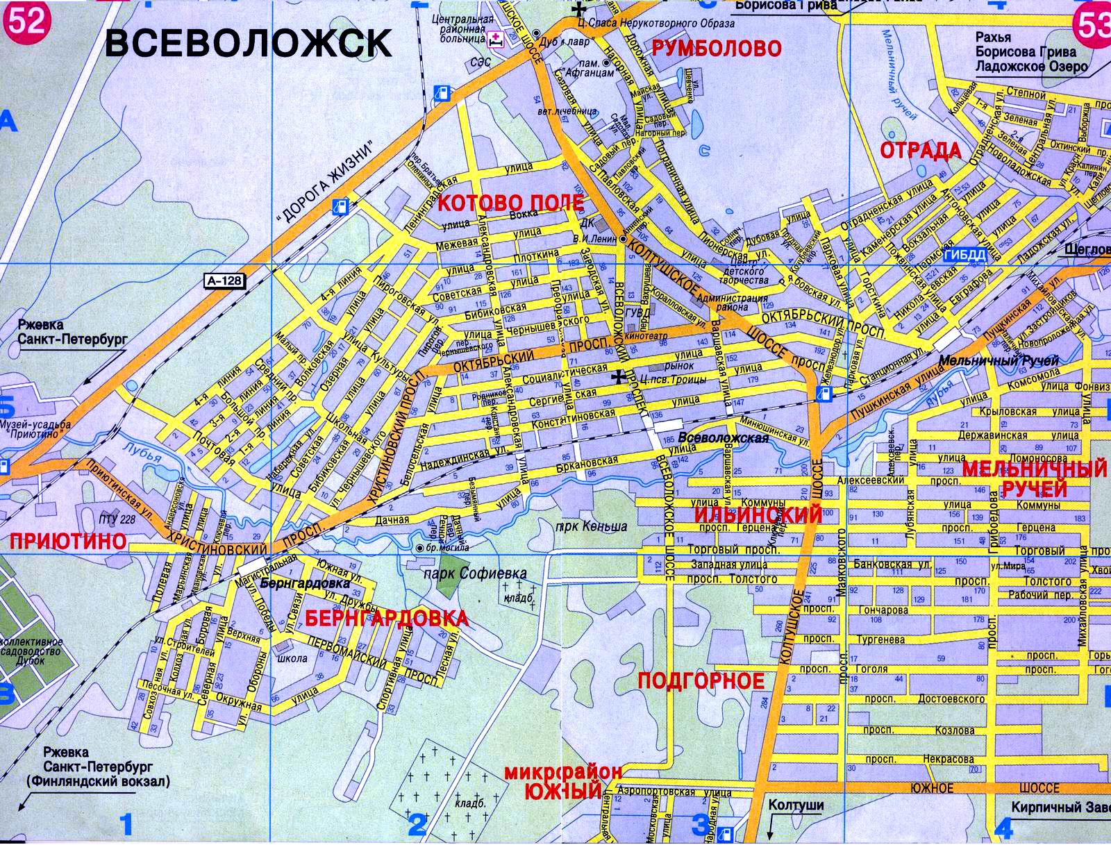 Подробная карта Всеволожска